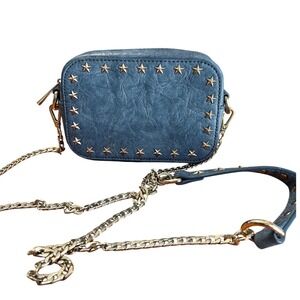Policy Blue Star Stud Mini Crossbody Bag Camera Bag Gold Chain Strap